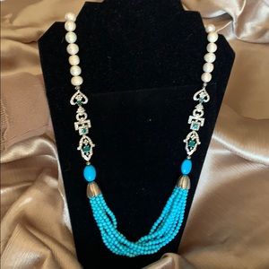 Custom made turquoise n pearls necklace